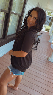 Soft Black Baby Dolly Top