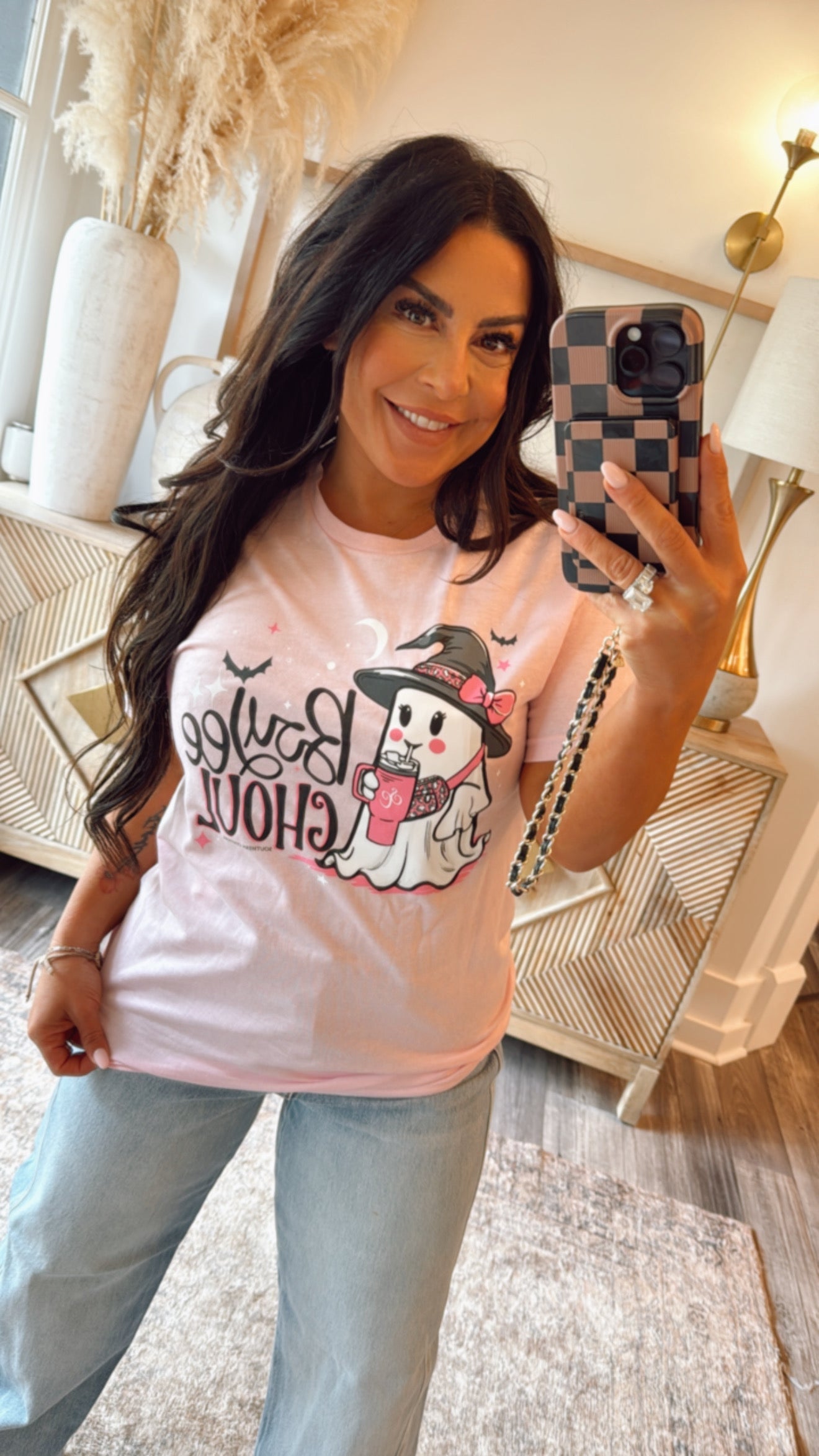 Pink Bougee Ghost Graphic Top