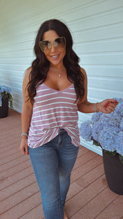 Lilac And White Stripe Lightweight Tank