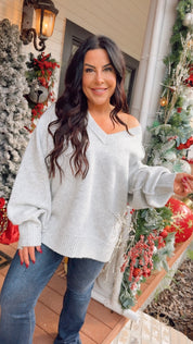 Heathered Grey Venck Oversized Rae Mode Sweater