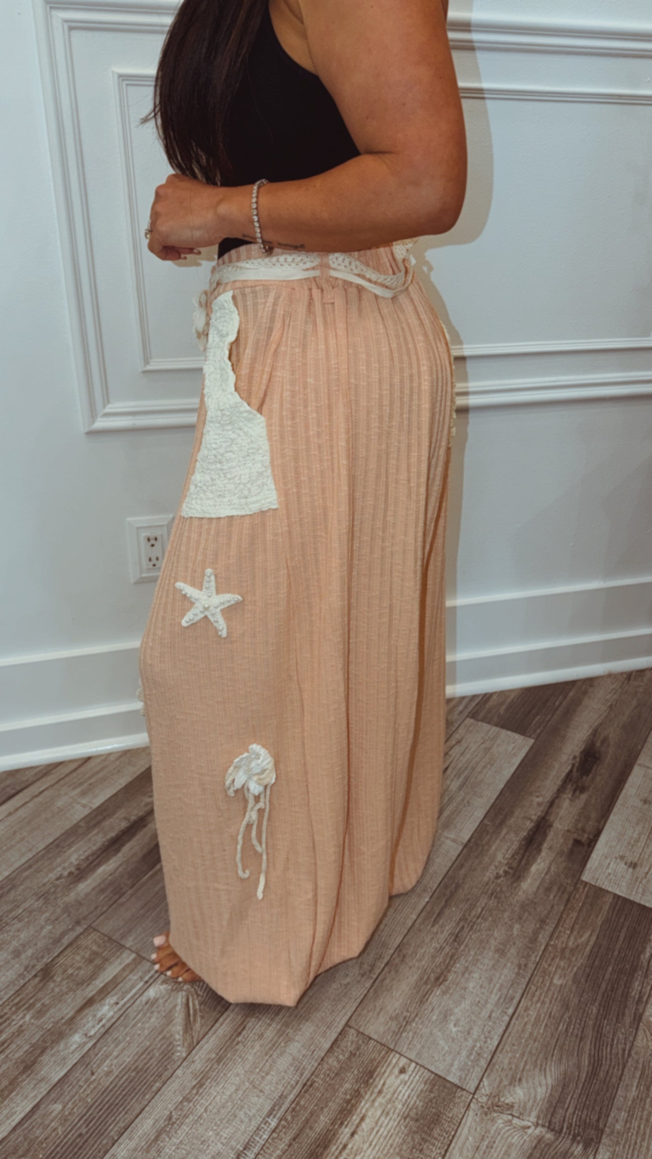 POL Blush And White Loose Fit Pants