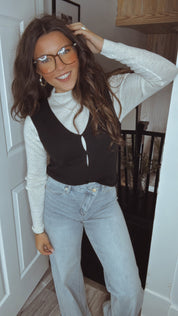 Chic Black Knit Wool Sweater