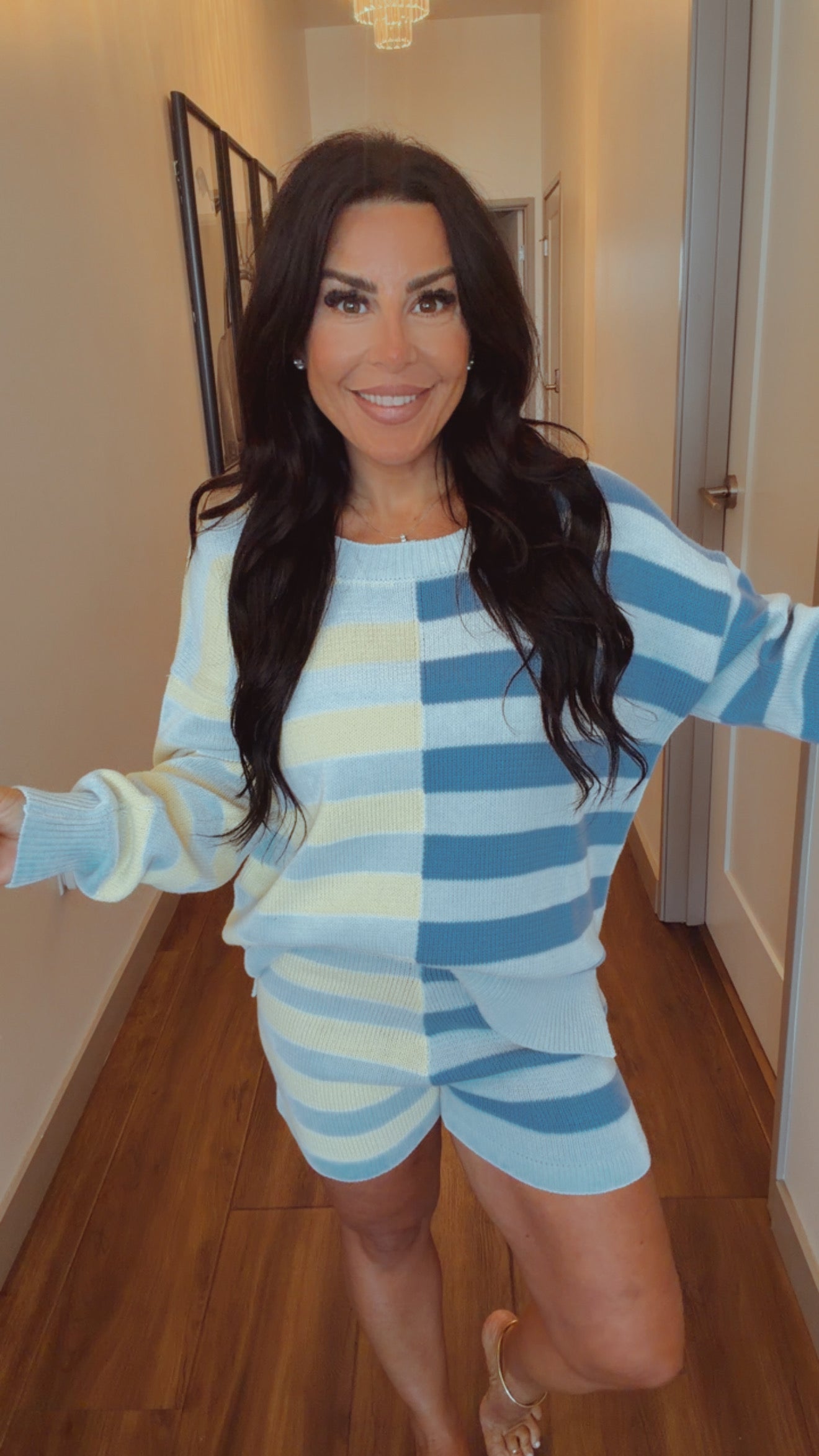 Cozy Co Blue and Yellow Knit Shorts
