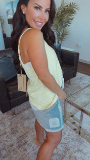 POL  Striped Denim Shorts