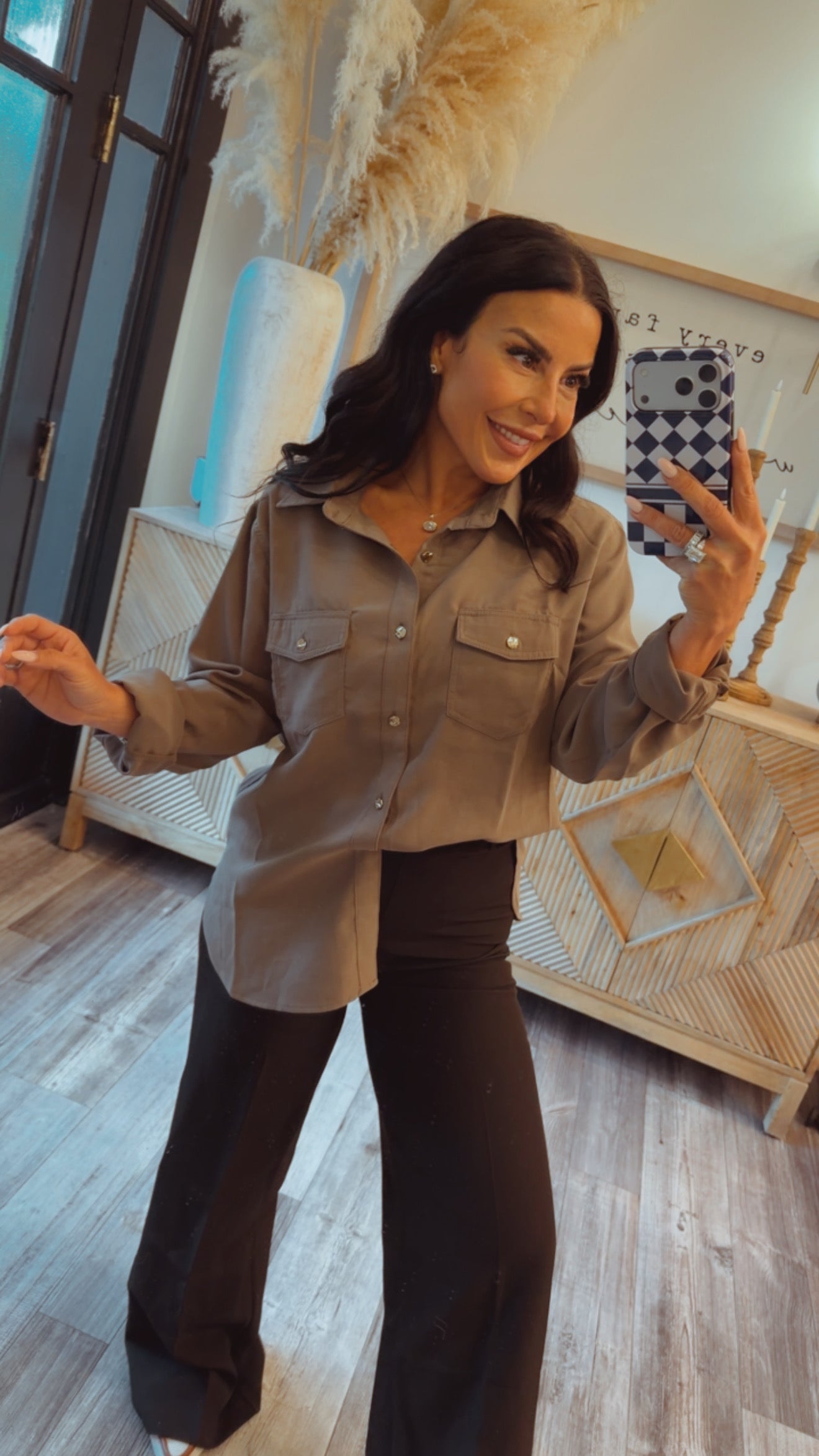 Chic Black High Waisted Slacks With Belt