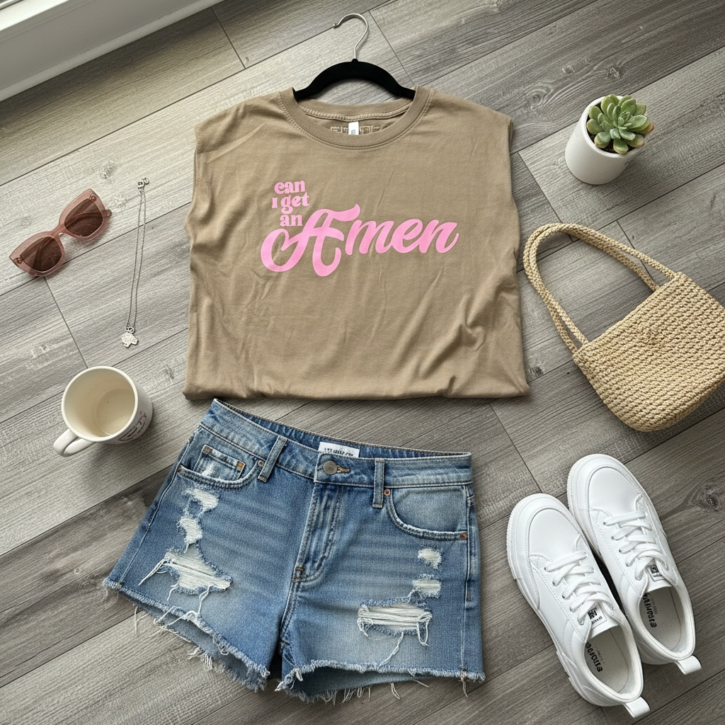 Can I get an Amen Pink and Brown Graphic Top