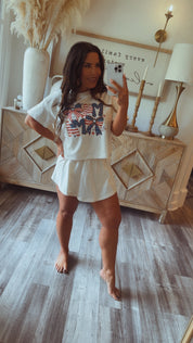 Cream American MAMA Flag Set Top and Shorts