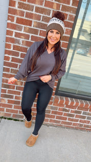 Charcoal Ultra Soft Cashmere Sweater Top