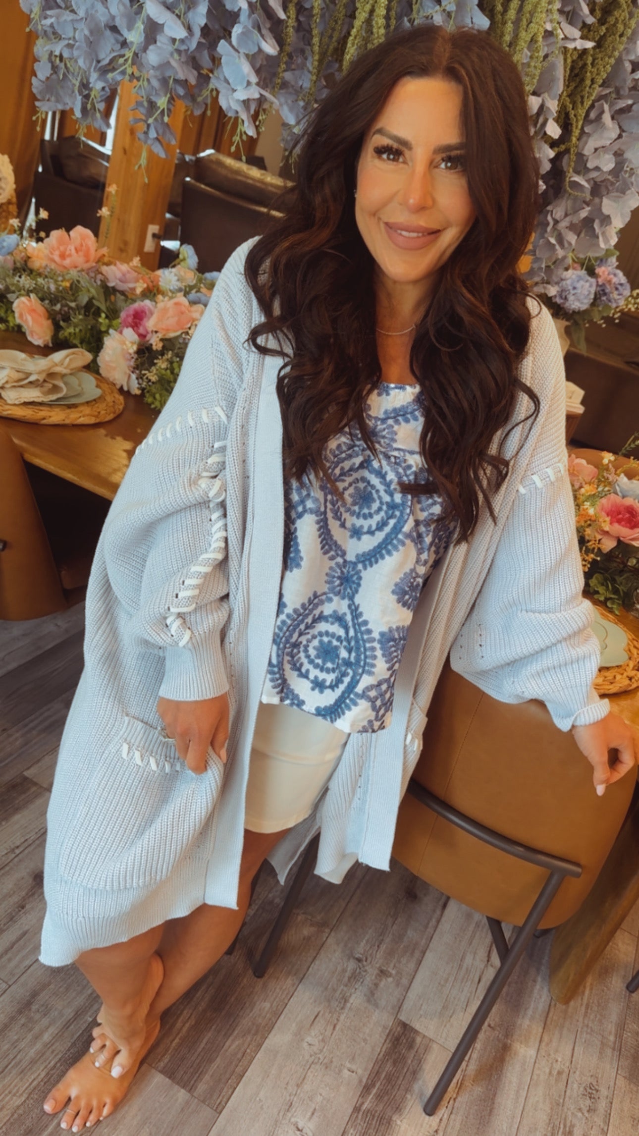 Chic Luxe Blue Knit Cardi