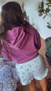 Blue Floral Chic Ruffle Bottom Shorts
