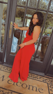 Sassy Red Sleeveless Jumpsuit