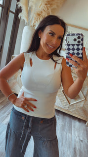 Stitch and CO Chic White Elevated Cut out Sleeveless Top