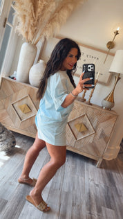 Rae Mode Light blue Relaxed Fit Top and Shorts Set