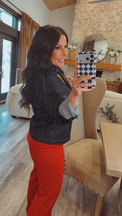 Chic Denim and Gold Accent Jacket