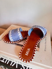 Blue and White Stitched MIA Sandals