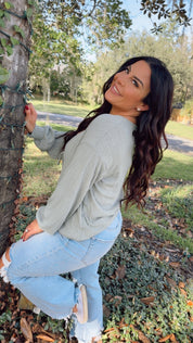 Olive Lightweight Tie Front Cardi