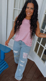 Dusty Pink Flutter Sleeve Top