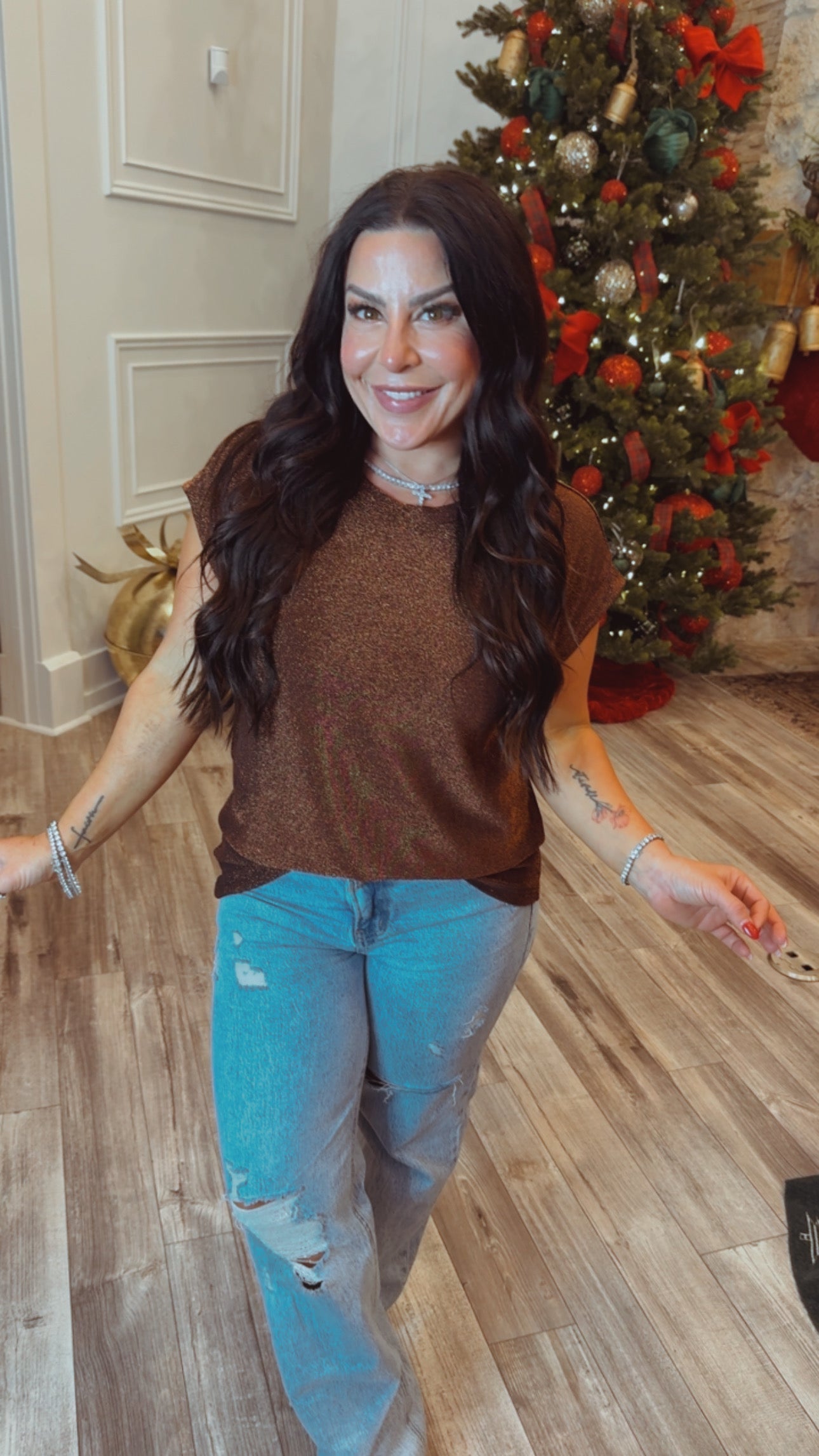 Copper Soft Round Neck Short Sleeve Top