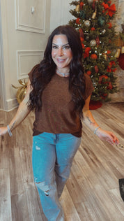 Copper Soft Round Neck Short Sleeve Top