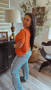 Ultra Soft Orange Wash Cross Open Back Top