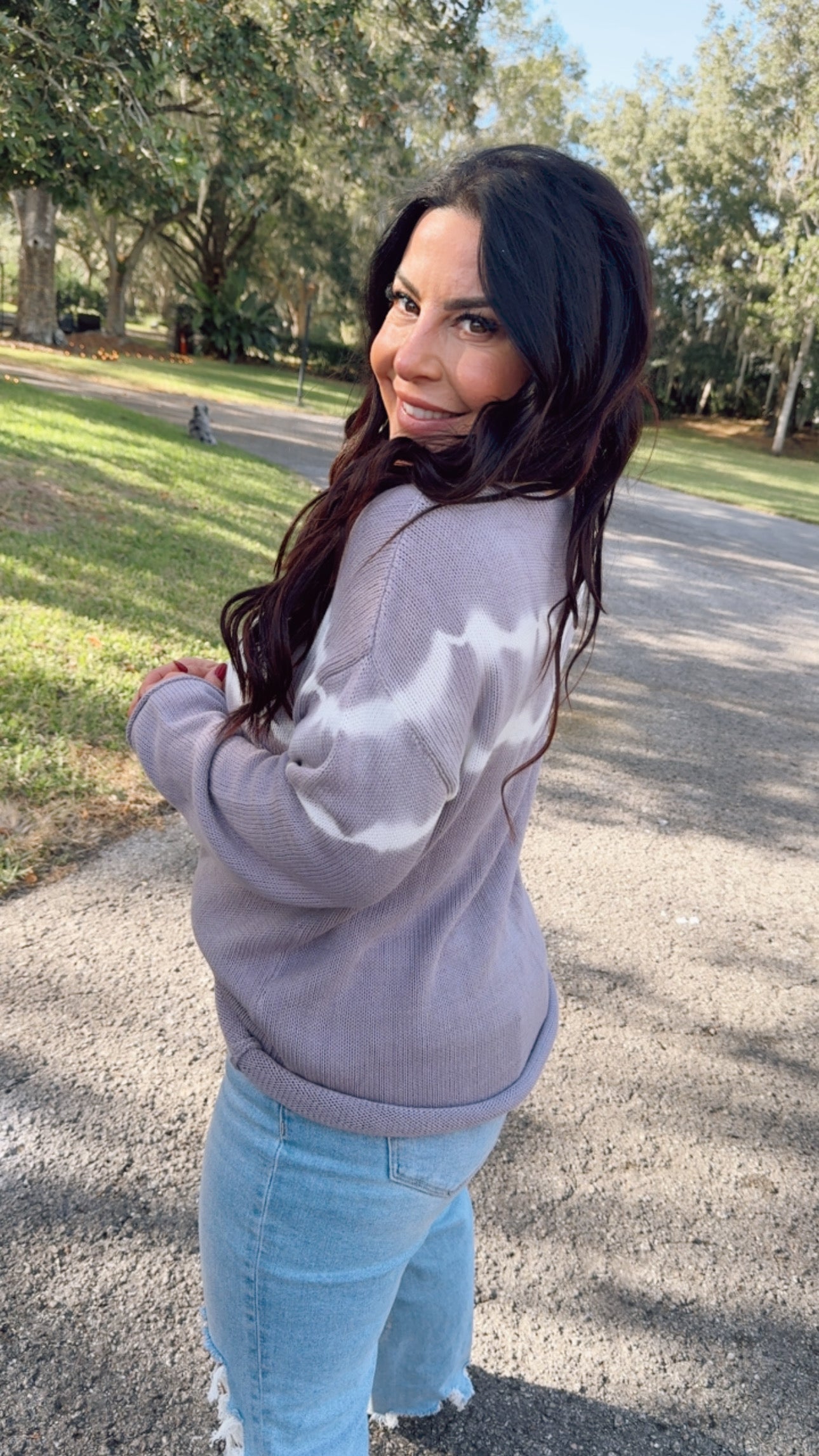 Grey and Ivory Acid Wash Sweater