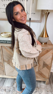 Honey and Taupe Plaid POL Button up Jacket