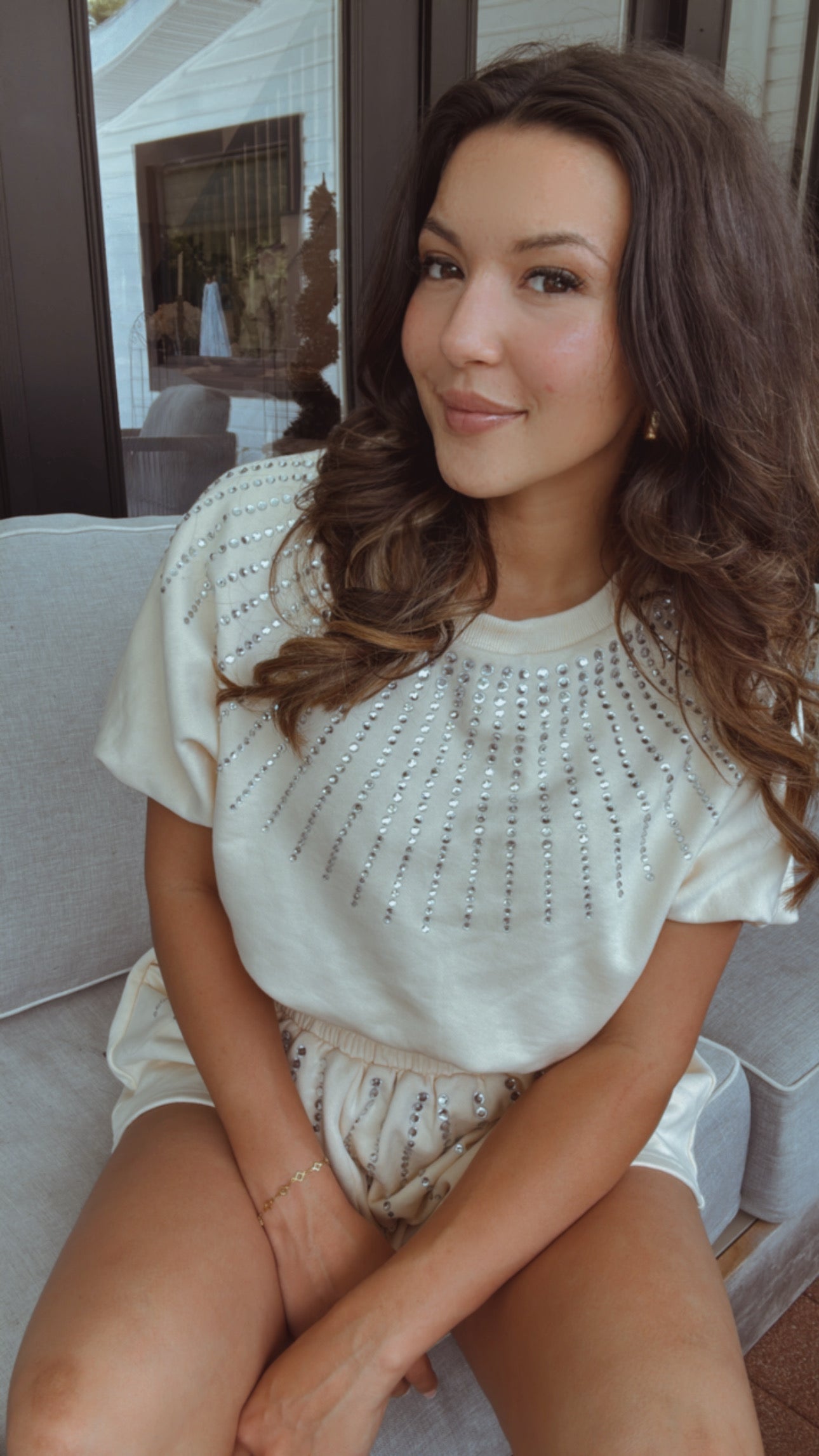 Jeaneane's Custom Cream and Sparkle Top