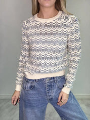 Stitch and CO Navy And Beige Knit Sweater Top