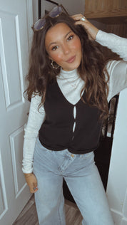 Chic Black Knit Wool Sweater