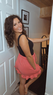 Ultra Soft Coral Ribbed Flowy Shorts