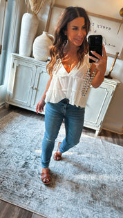 Medium Wash Mid Rise Crop Distressed Mica Jeans