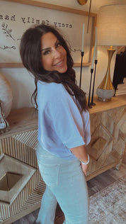 Lavender Waffle Knit 3/4 Sleeve Top