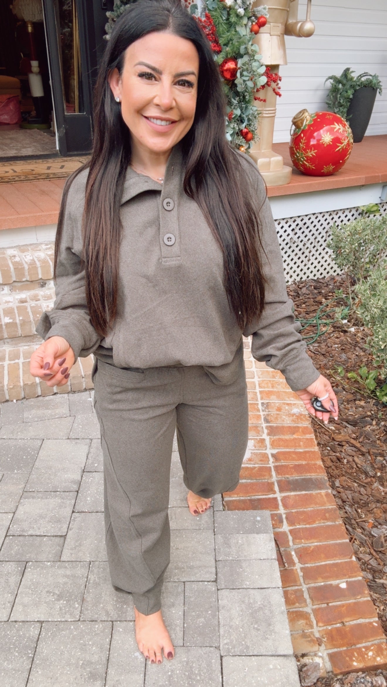 Olive 1/4 Button Long Sleeve Sweater