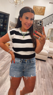 Black and White Stripe Knit Tank