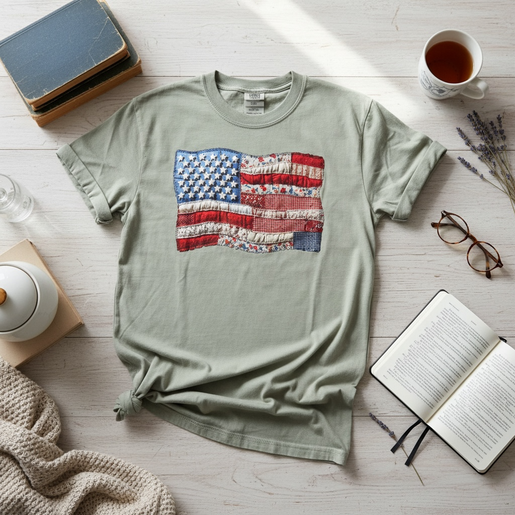 Quilted USA Flag Graphic Top