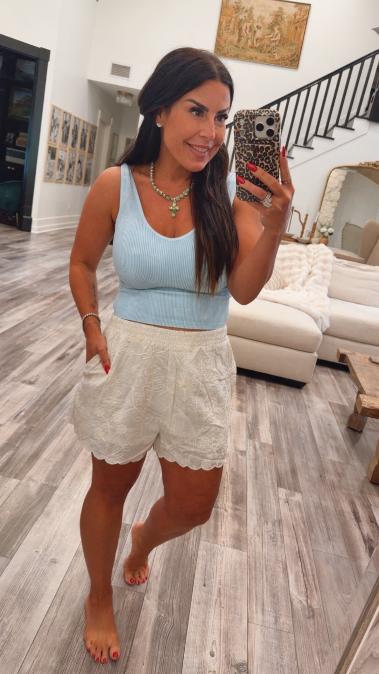 Yelete Baby Blue Seamless Reversible Stonewashed Ribbed Tank