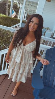 Blush and Floral Butterfly Sleeve Dress