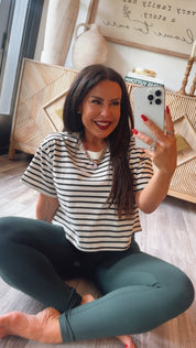 Black and White Striped Cropped Top