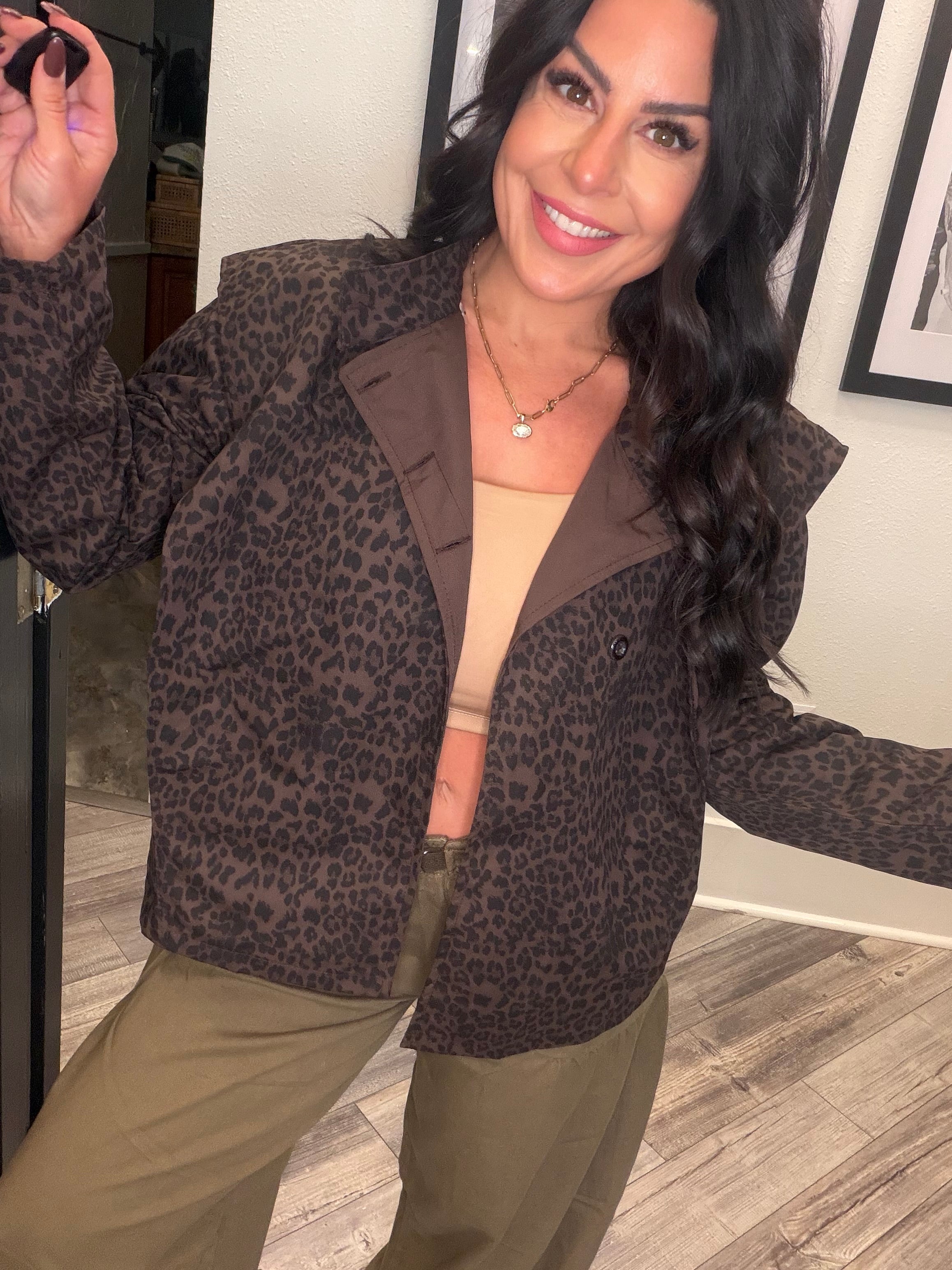 Brown Leopard Button Up Shacket