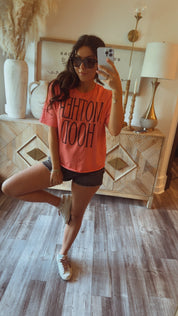 Coral Mother Hood Cropped Graphic Top