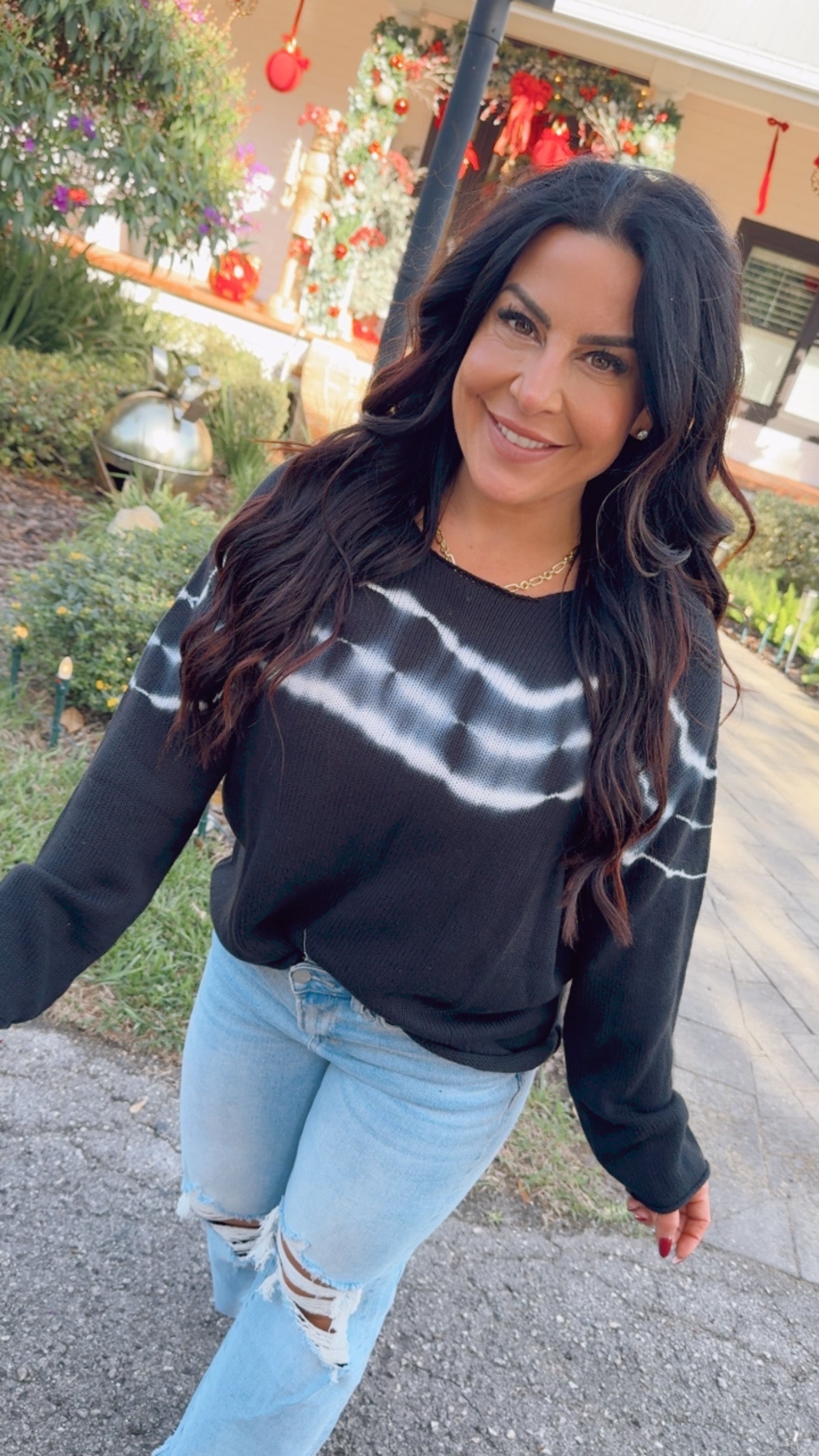 Black and White Acid Wash Sweater