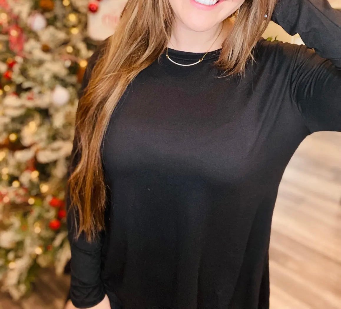 Ultra Soft Long Sleeve Lightweight Sweater Top Black
