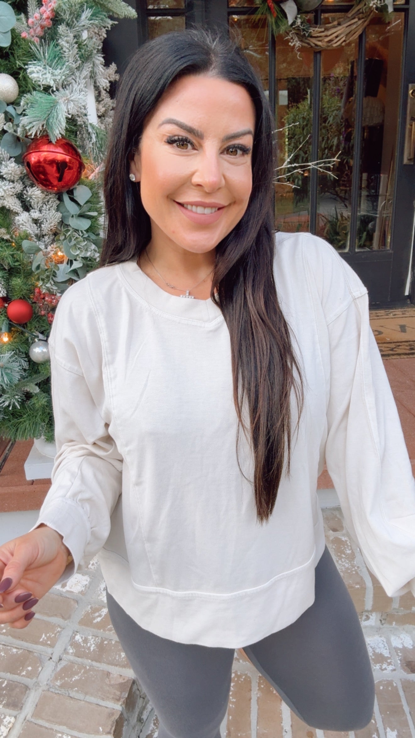 Light Taupe Vneck Crewneck