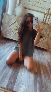 Ultra Soft Sage Short Sleeve Scuba Top
