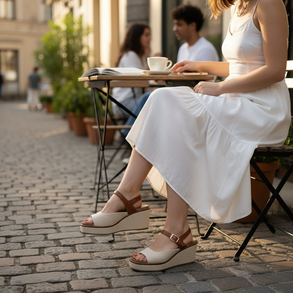 Corky Bourbon And Cream Checkered Wedge