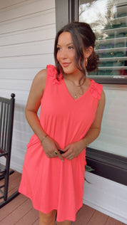 Hot Pink ruffle Sleeve Dress