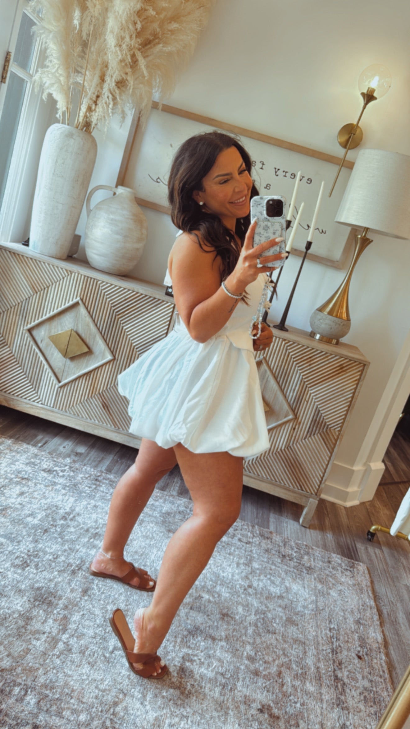 Chic White Bow Zip UP Dress