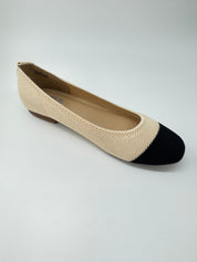 Cream And Black Mesh Nit Slip in MIa Flats