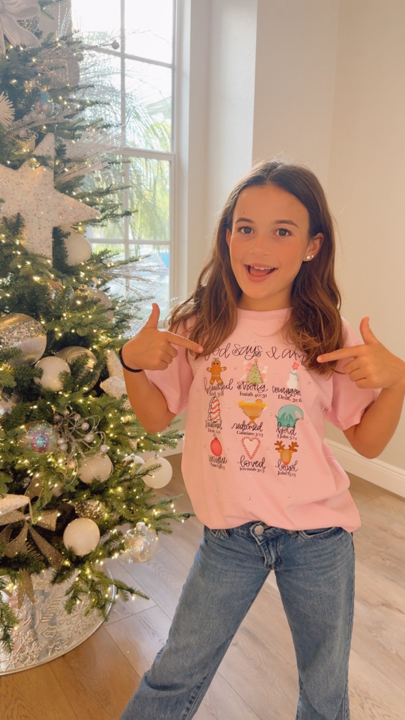 God Says I am Kids Christmas Graphic Top Bella Neane
