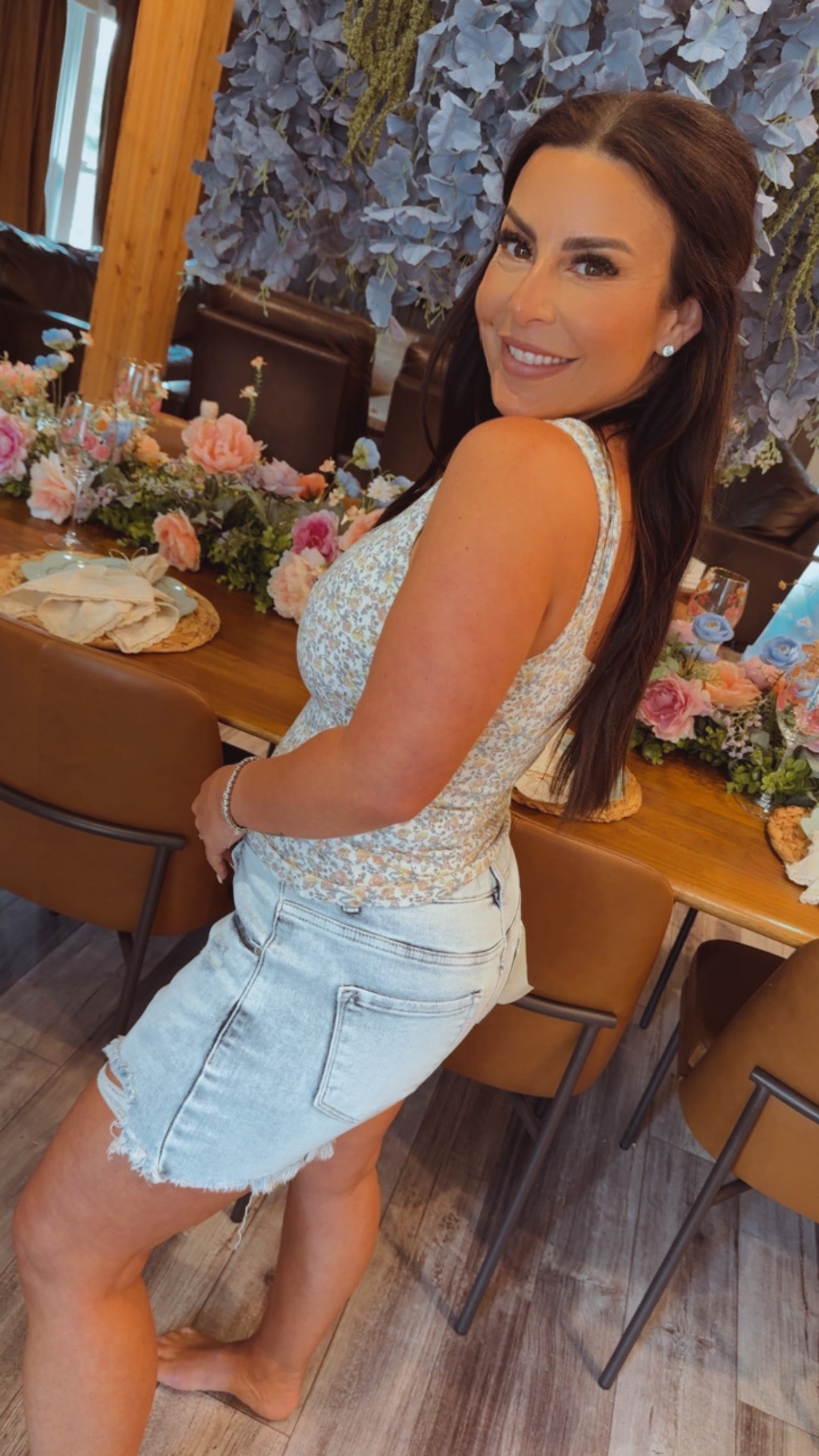 Risen Light Acid Wash Distressed Denim Shorts